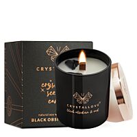 CRYSTALLOVE Black Obsidian Soy Candle & Oud 