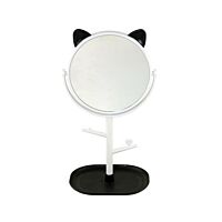 INTERVION Cosmetic Mirror With Stand And Handles
