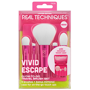 КОМПЛЕКТ REAL TECHNIQUES Glow-To-Go Travel Brush Set + Mirrored Compact