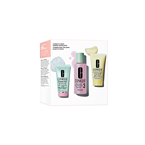 КОМПЛЕКТ CLINIQUE Skin School Supplies: Cleanser Refresher Course Skincare Set For Oily Skin Types (Type 3 & 4)